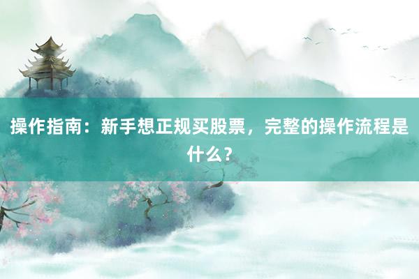 操作指南:新手想正规买股票,完整的操作流程是什么?