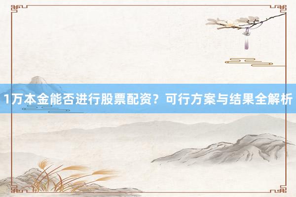 1万本金能否进行股票配资？可行方案与结果全解析