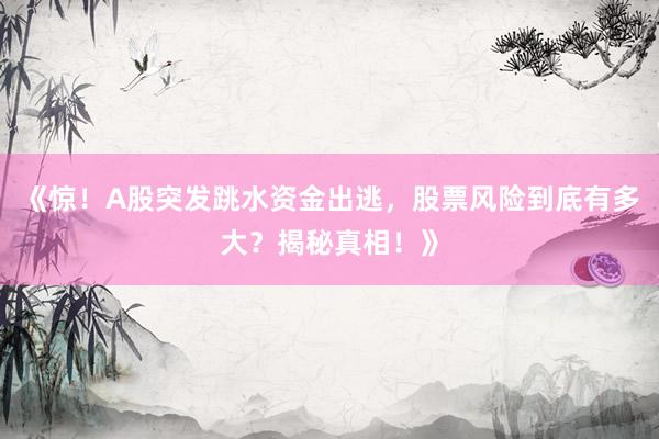 《惊！A股突发跳水资金出逃，股票风险到底有多大？揭秘真相！》
