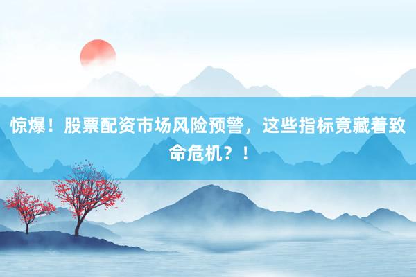 惊爆！股票配资市场风险预警，这些指标竟藏着致命危机？！
