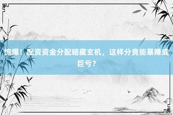 惊爆！配资资金分配暗藏玄机，这样分竟能暴赚或巨亏？