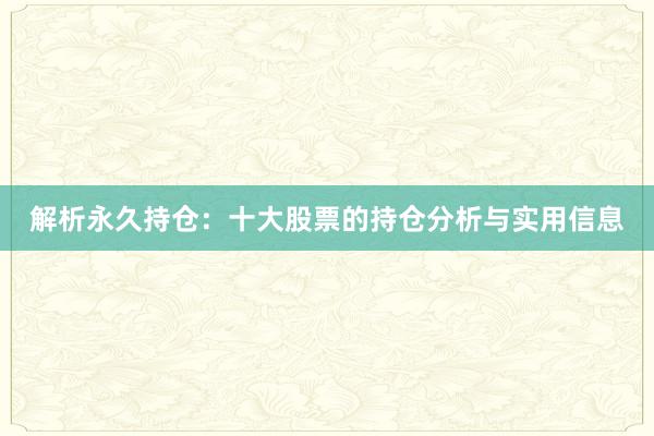 解析永久持仓：十大股票的持仓分析与实用信息