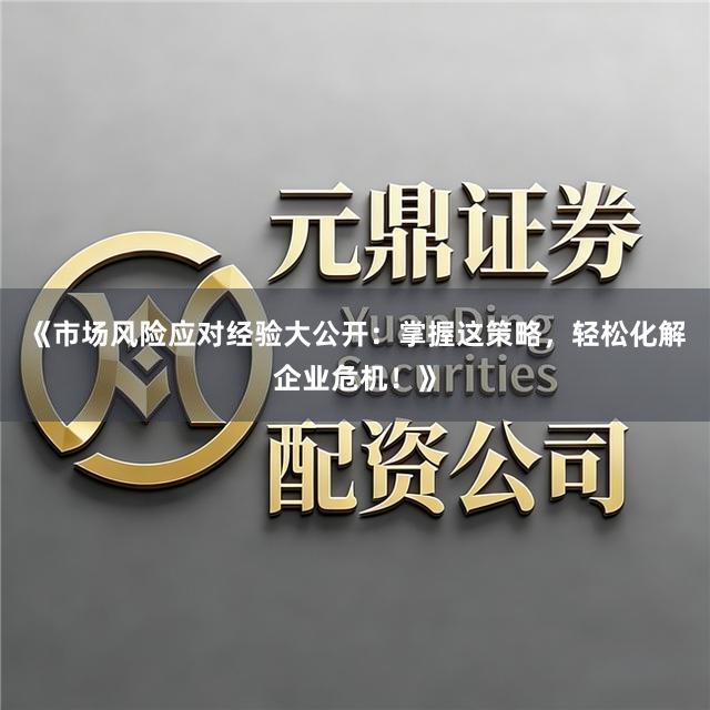 《市场风险应对经验大公开：掌握这策略，轻松化解企业危机！》